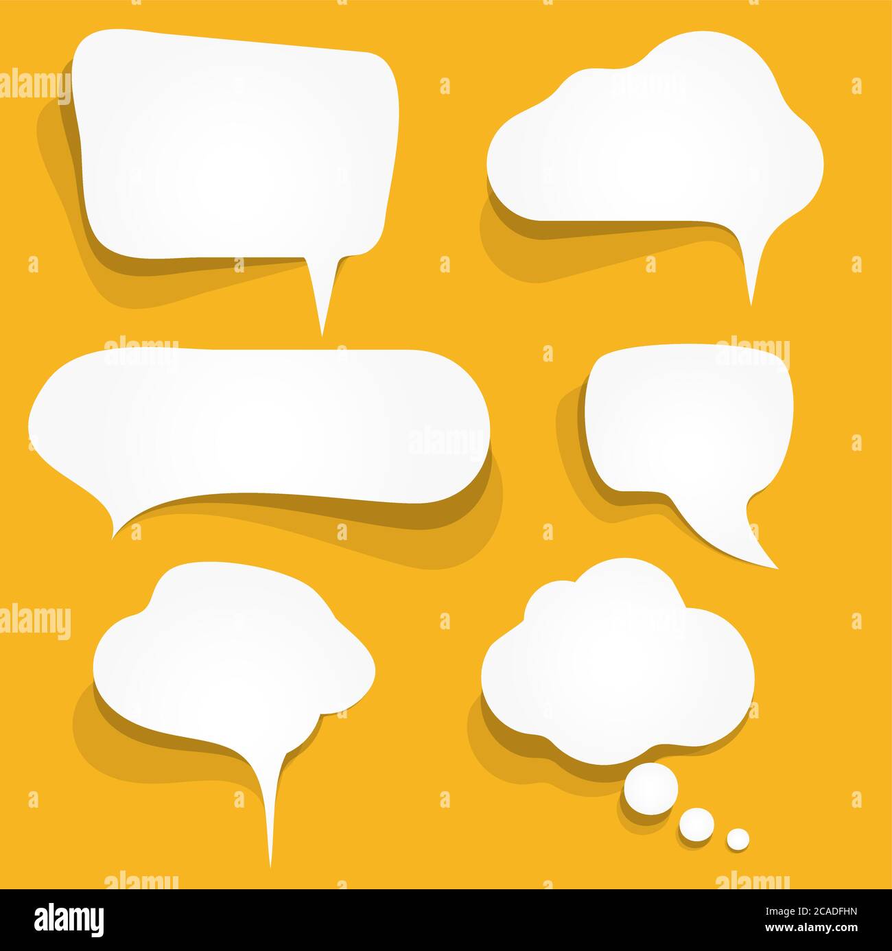 EPS vector illustration of six white speech bubbles with shadows on ...