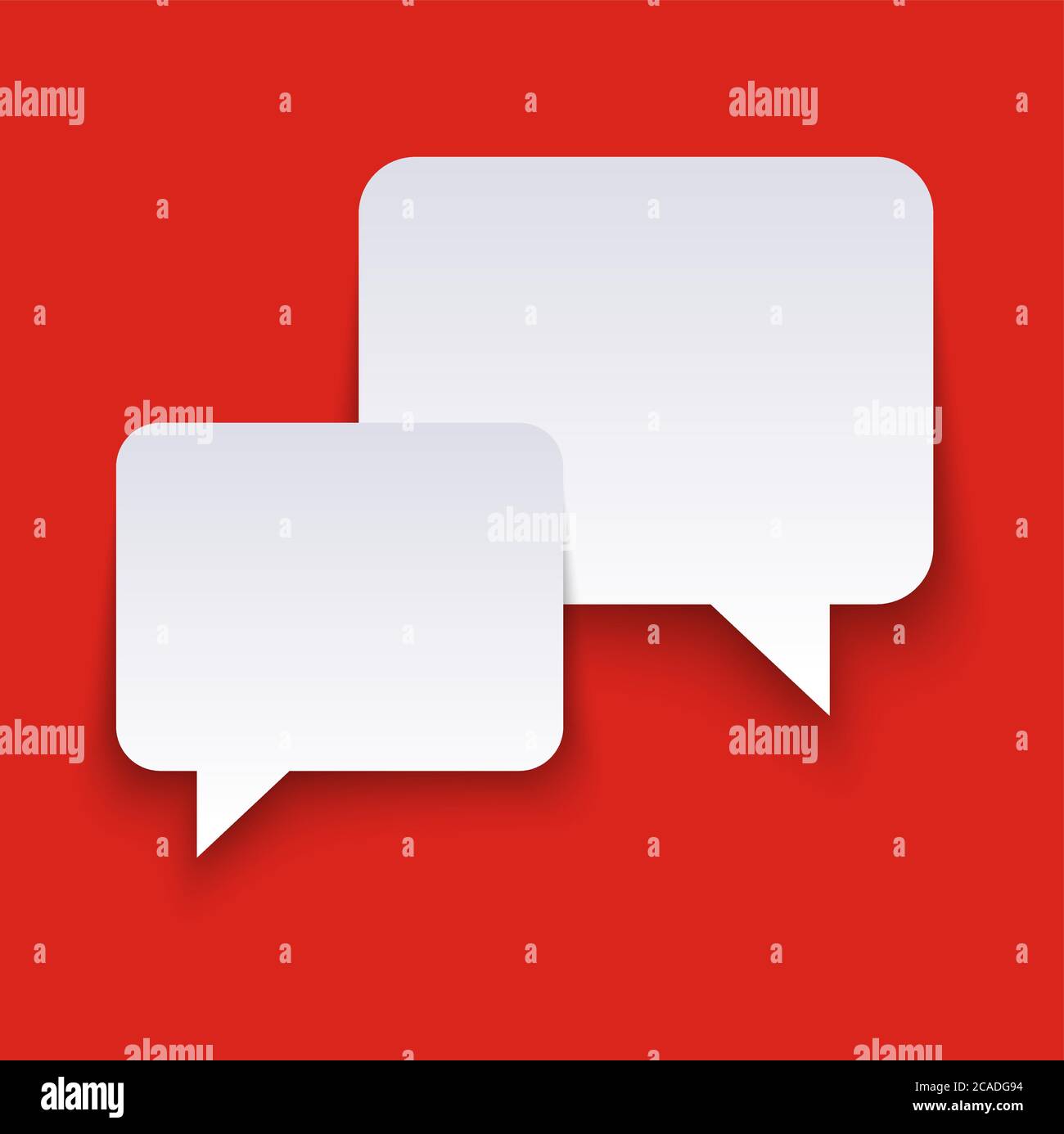 EPS vector illustration of white speech bubbles with shadows on red ...