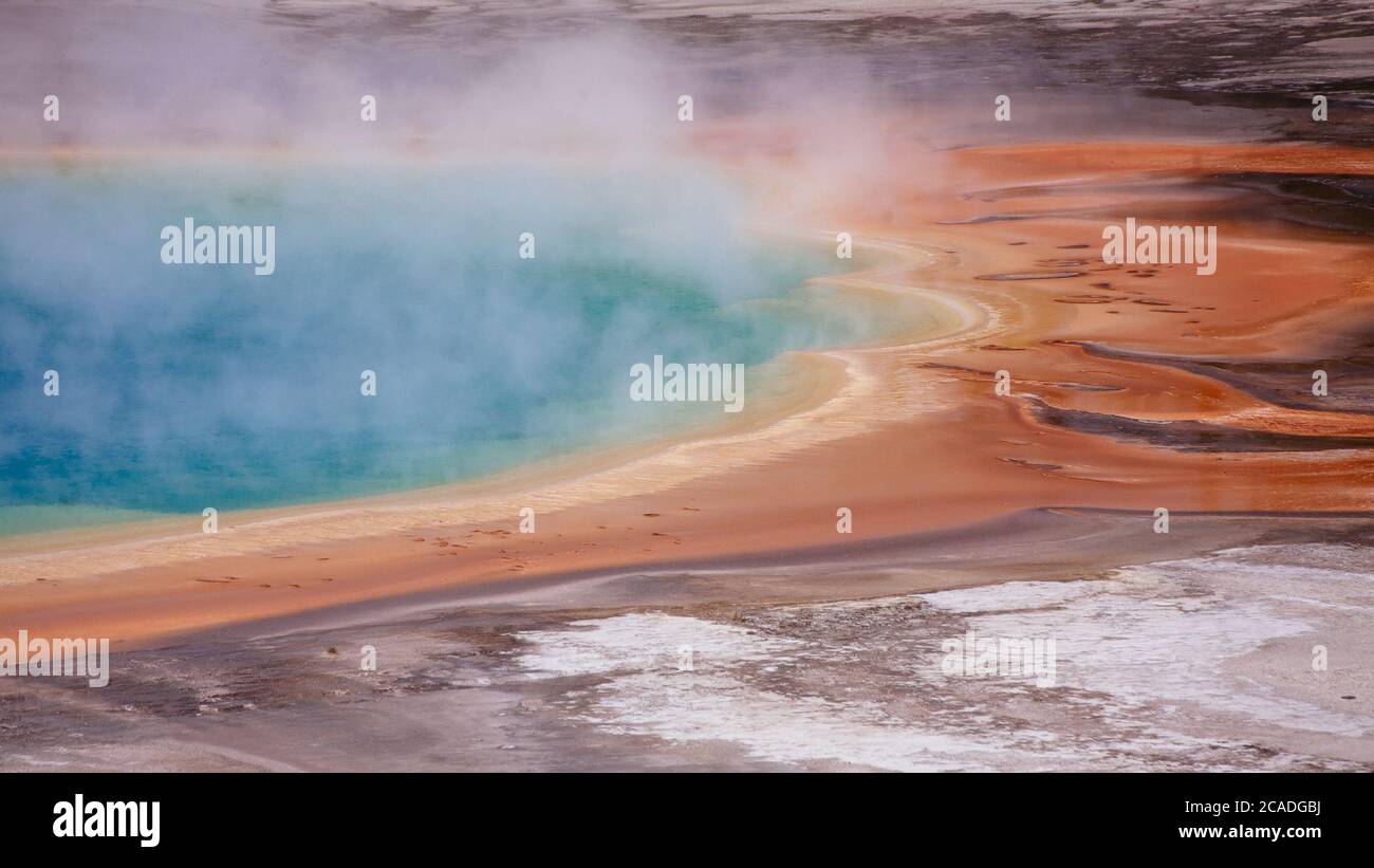 Detail of Grand Prismatic Spring in Midway Geyser Basin Stock Photo