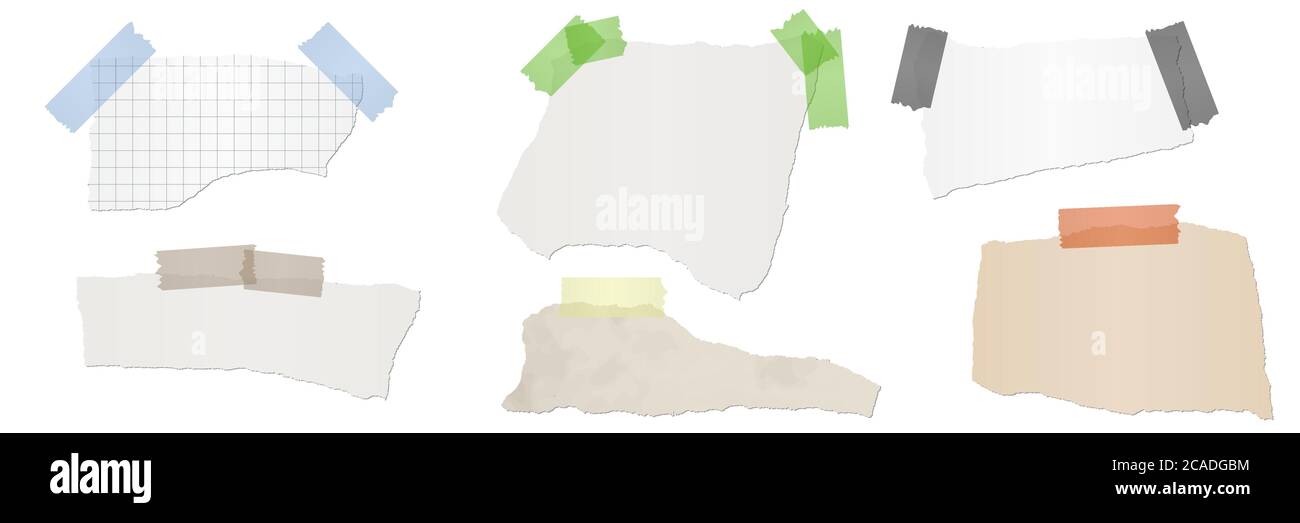 collection of different colored scraps of papers with adhesive strips Stock Vector