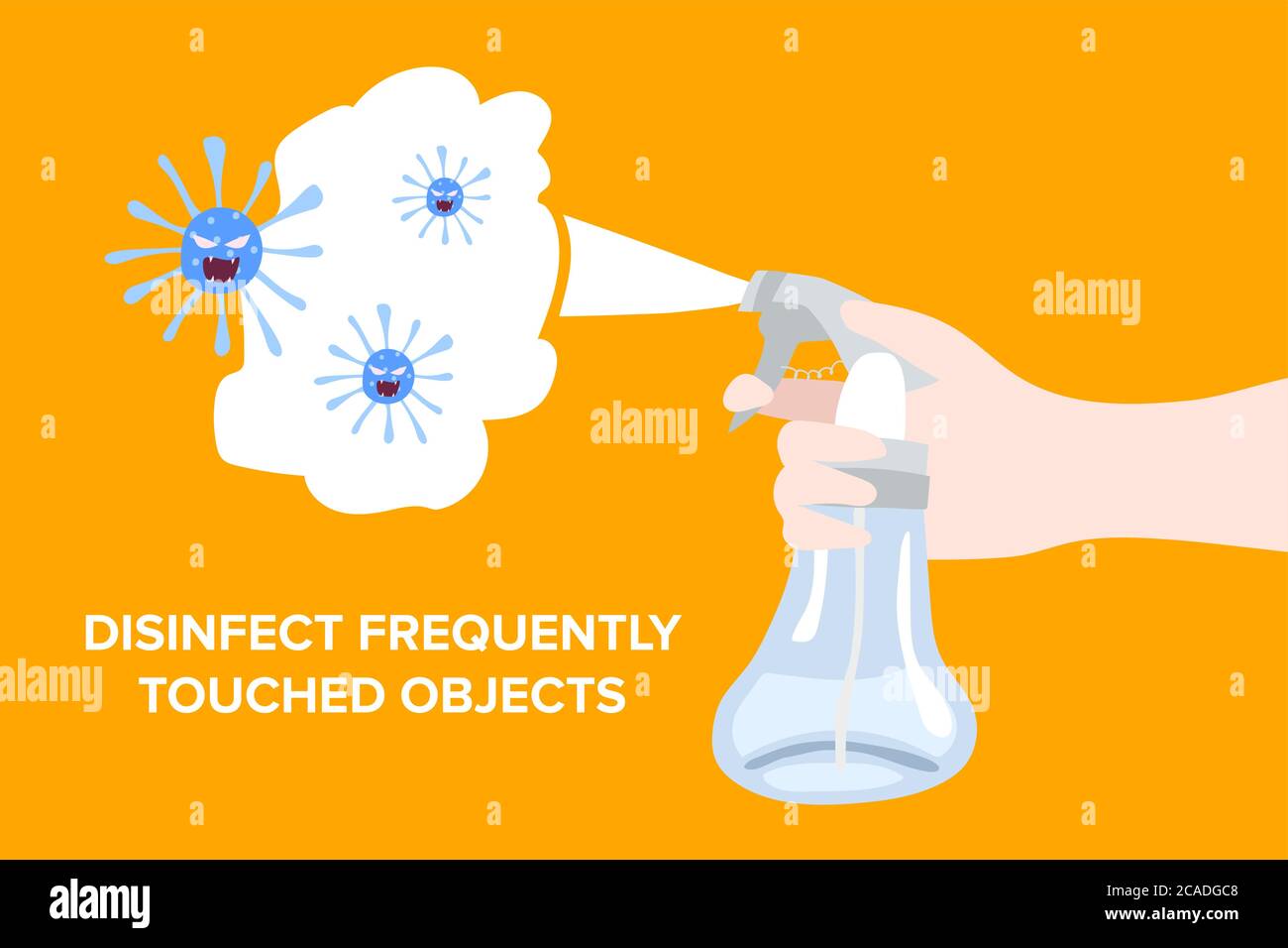 Antibacterial concept. Antiseptic spray in flask kills bacteria