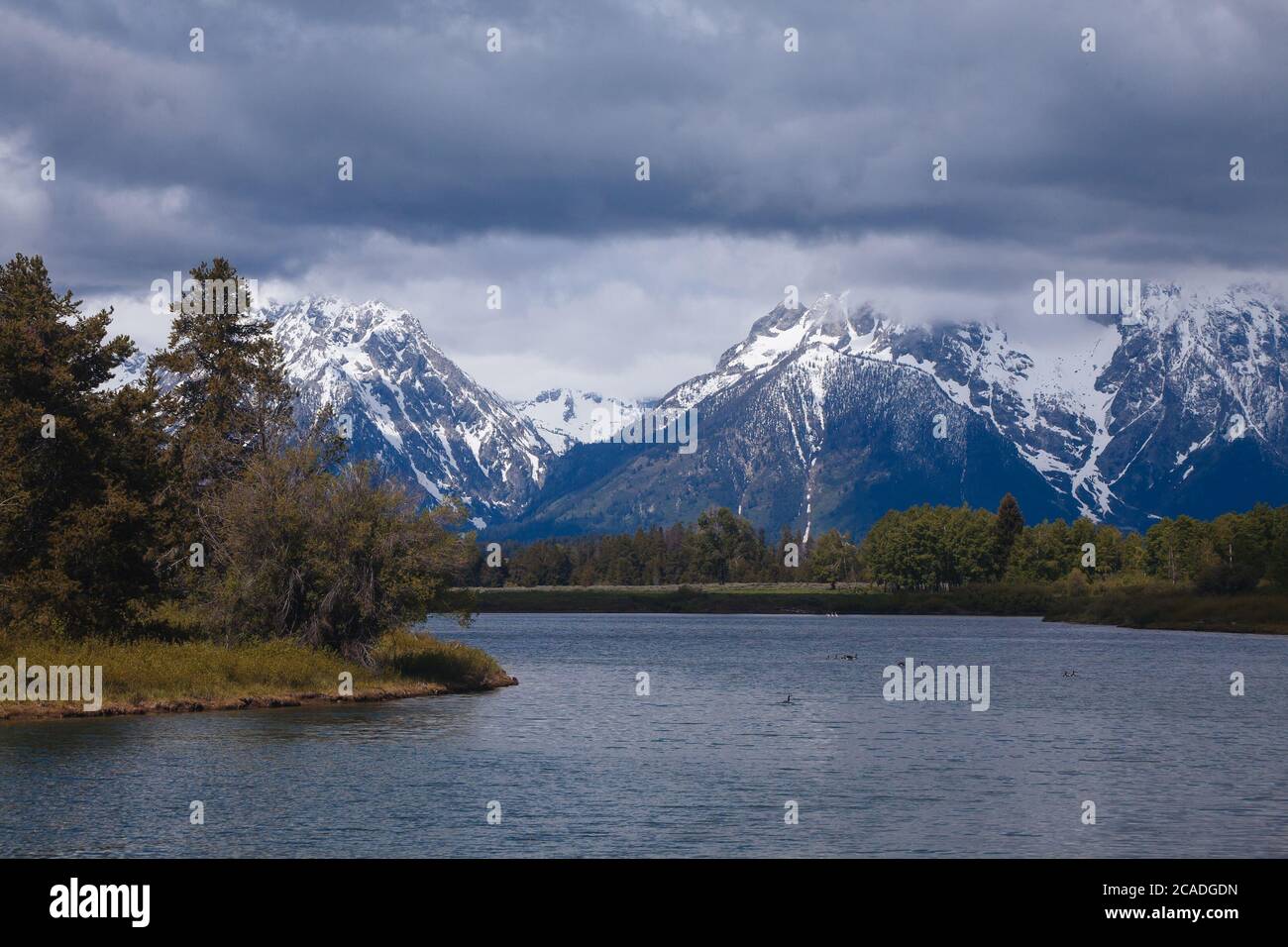 Grand Teton National Park from Oxbow Bend Stock Photo