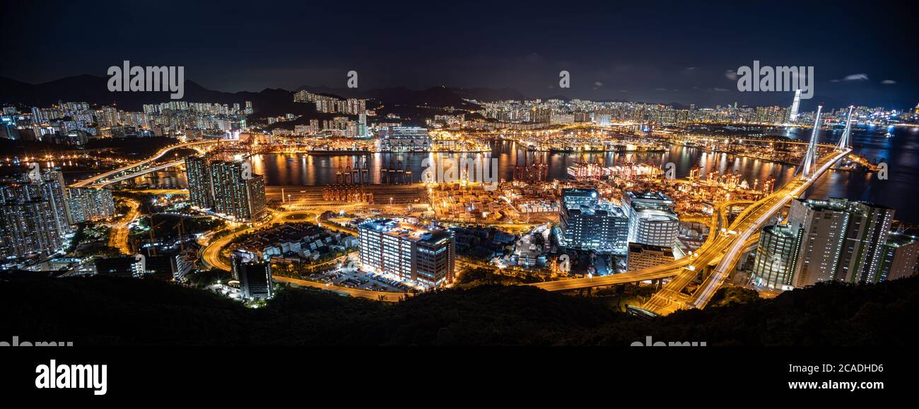 Aerial shot of the lights of Hong Kong at night Stock Photo - Alamy