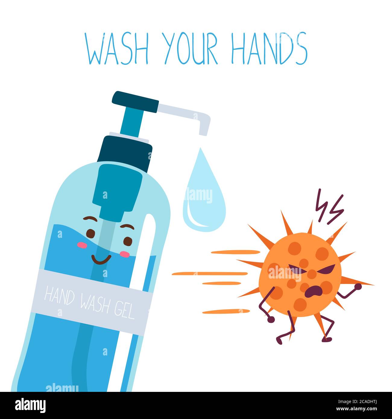 Hand wash gel vector. Hand wash gel character design. Hand wash gel and