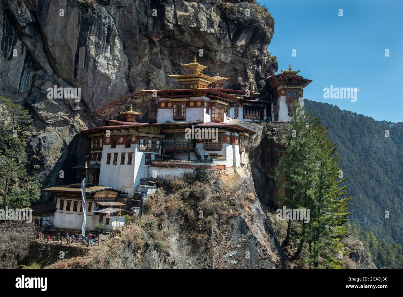 Bhutan, Paro. Taktshang Goemba or Tiger’s Nest Monastery, one of Bhutan’s most sacred religious sites. Stock Photo