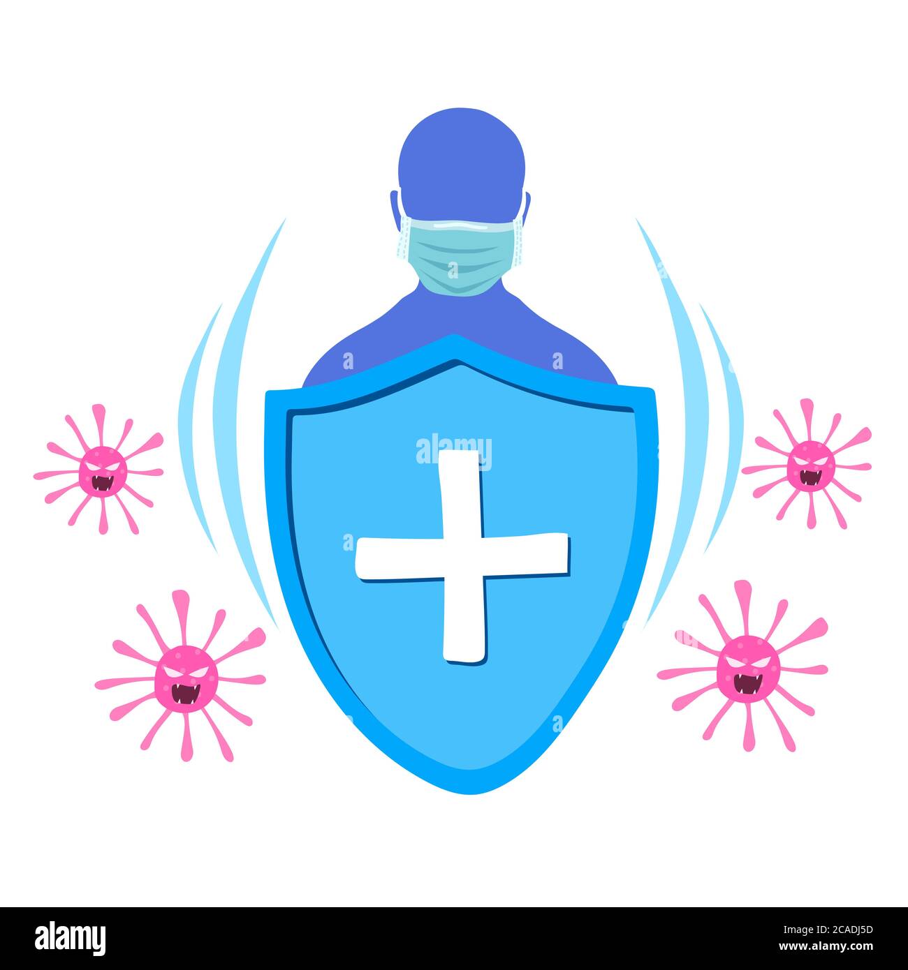 People fight virus concept. Vector Illustration Stock Vector