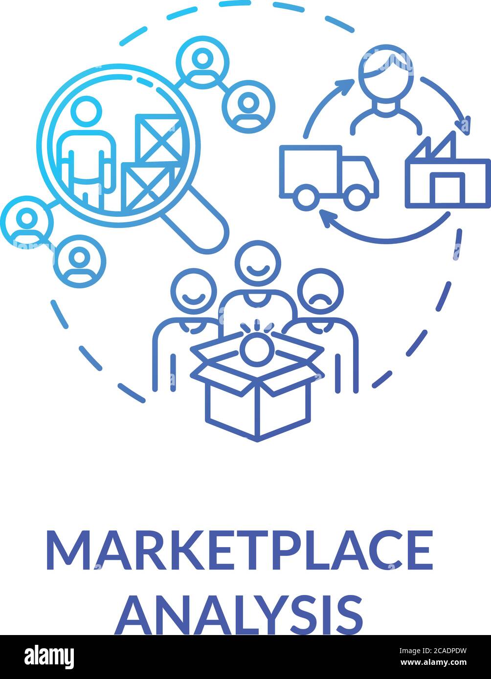 Marketplace analysis blue gradient concept icon. Financial report