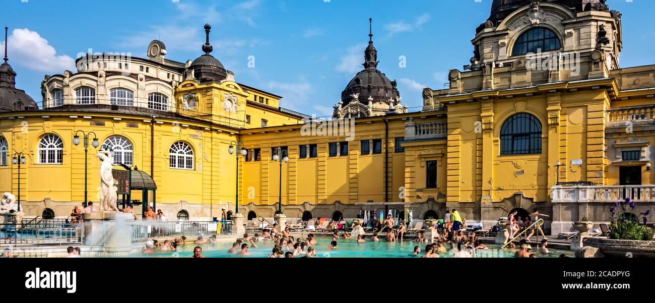 Szechenyi Spa Baths, Budapest. The palacelike edifice contains a huge