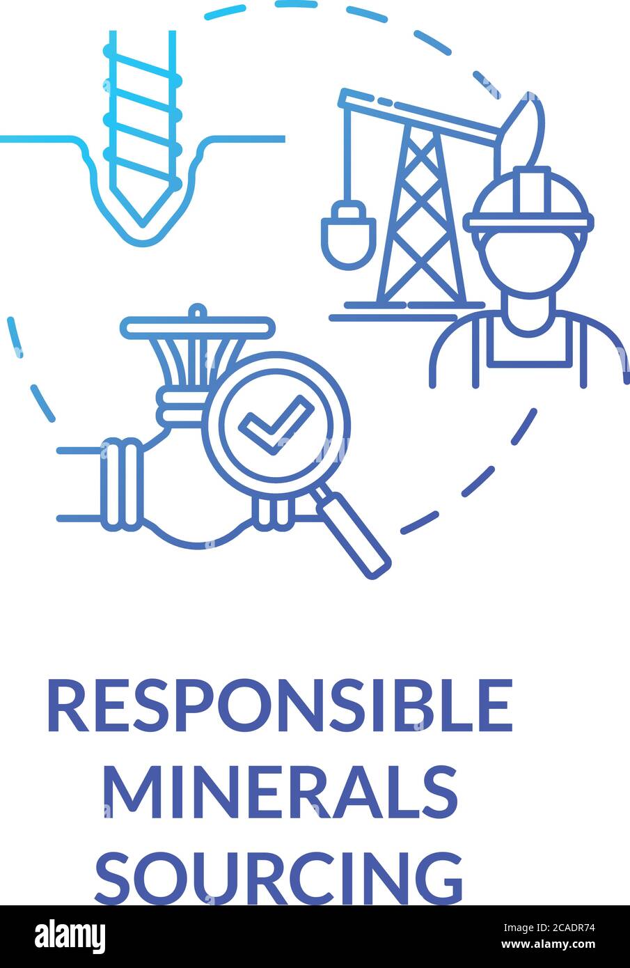 Responsible minerals sourcing blue gradient concept icon. Industrial production. Mining platform. Ethical manufacturer idea thin line illustration. Ve Stock Vector