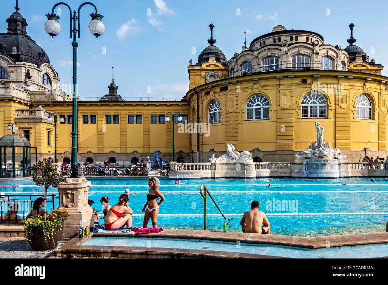 BUDAPEST, HUNGARY - August 24, 2019: Water massage in a mineral thermal  pool. The Szechenyi thermal bath BUDAPEST, HUNGARY Stock Photo - Alamy