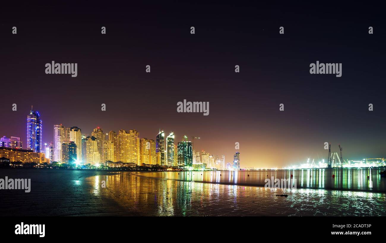 Dubai Marina night skyline Cityscape, UAE architecture Stock Photo - Alamy