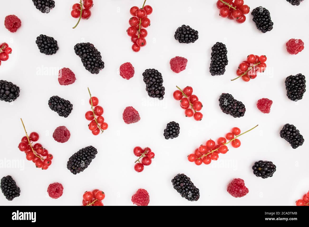 Fresh summer pattern with berries on white Stock Photo