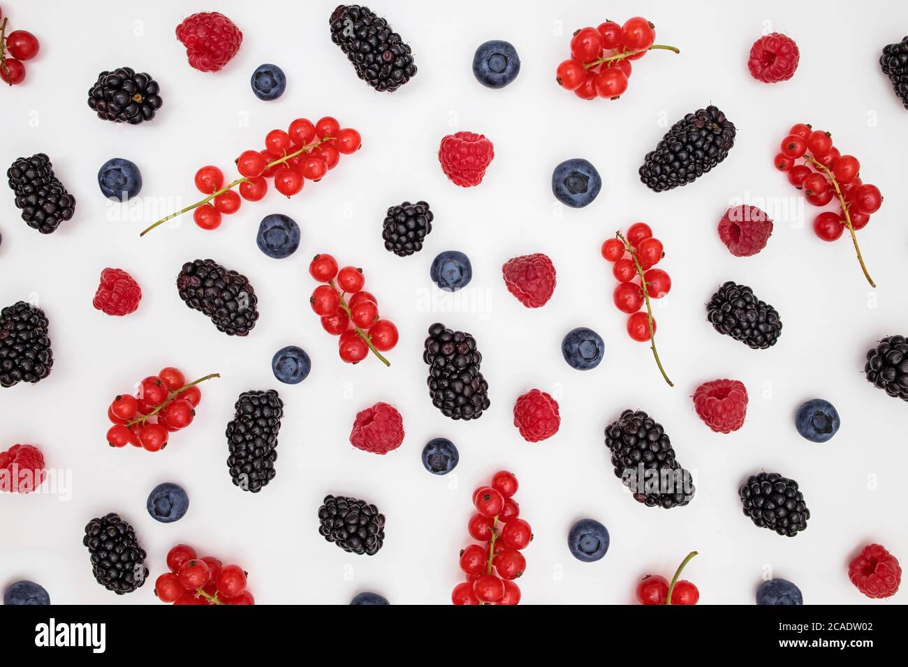 Fresh summer pattern with berries on white Stock Photo