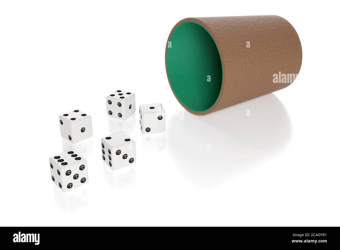 Dice and dice cup isolated on white background. 3d illustration Stock Photo Alamy