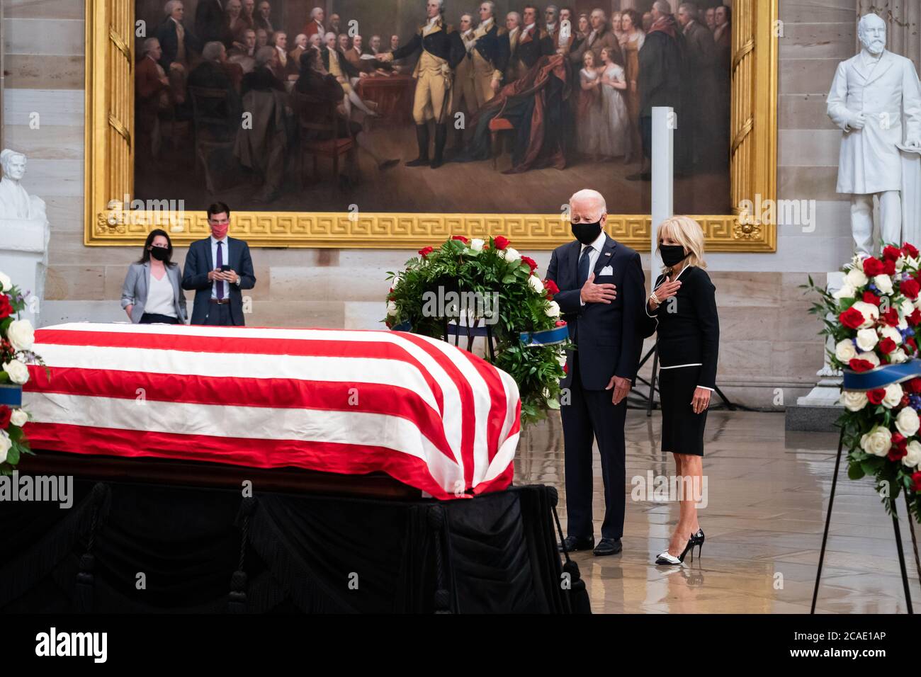 WASHINGTON DC, USA - 27 July 2020 - Joe Biden and Jill Biden par their respects to the late Congressman John Lewis in the US Capitol, Washington, DC, Stock Photo