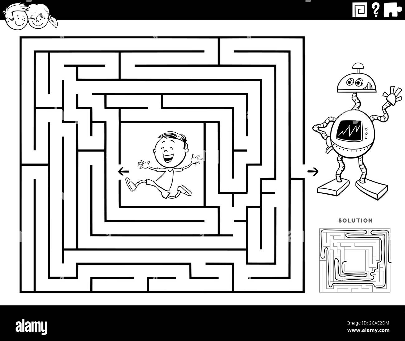 Robot boy cartoon Black and White Stock Photos & Images - Alamy