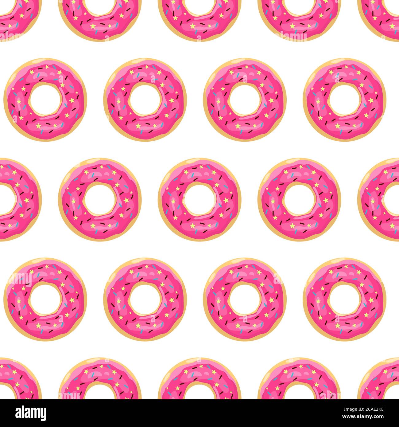 Donut seamless pattern. Pink glazed donuts Vector illustration. Stock Vector