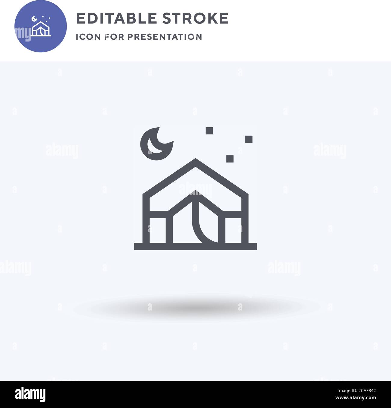 Camping icon vector, filled flat sign, solid pictogram isolated on white, logo illustration. Camping icon for presentation. Stock Vector