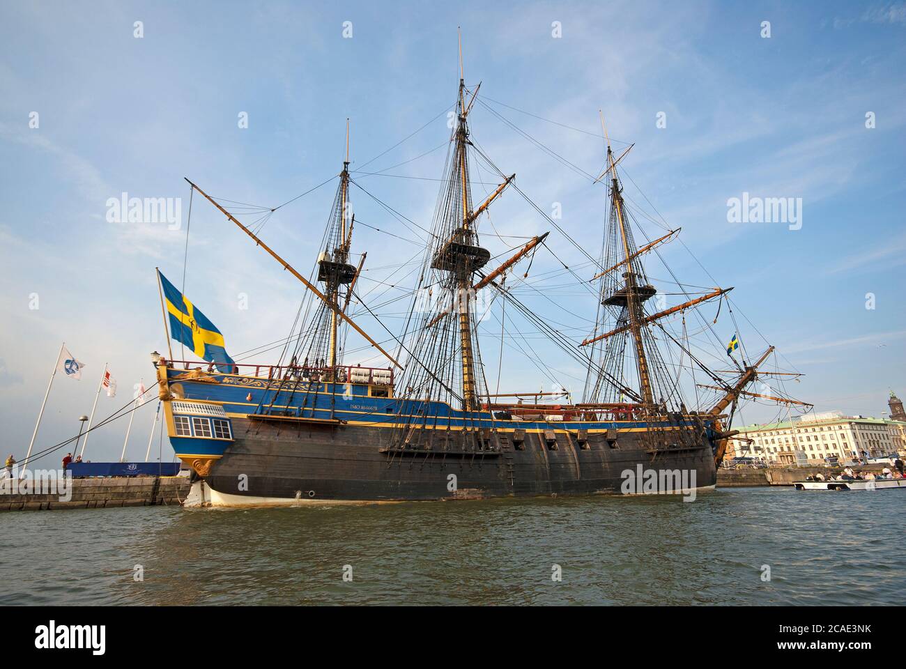 Götheborg III ship, replica of three-masted commercial vessel Götheborg I launched in 1738, Gothenburg harbour, Sweden Stock Photo