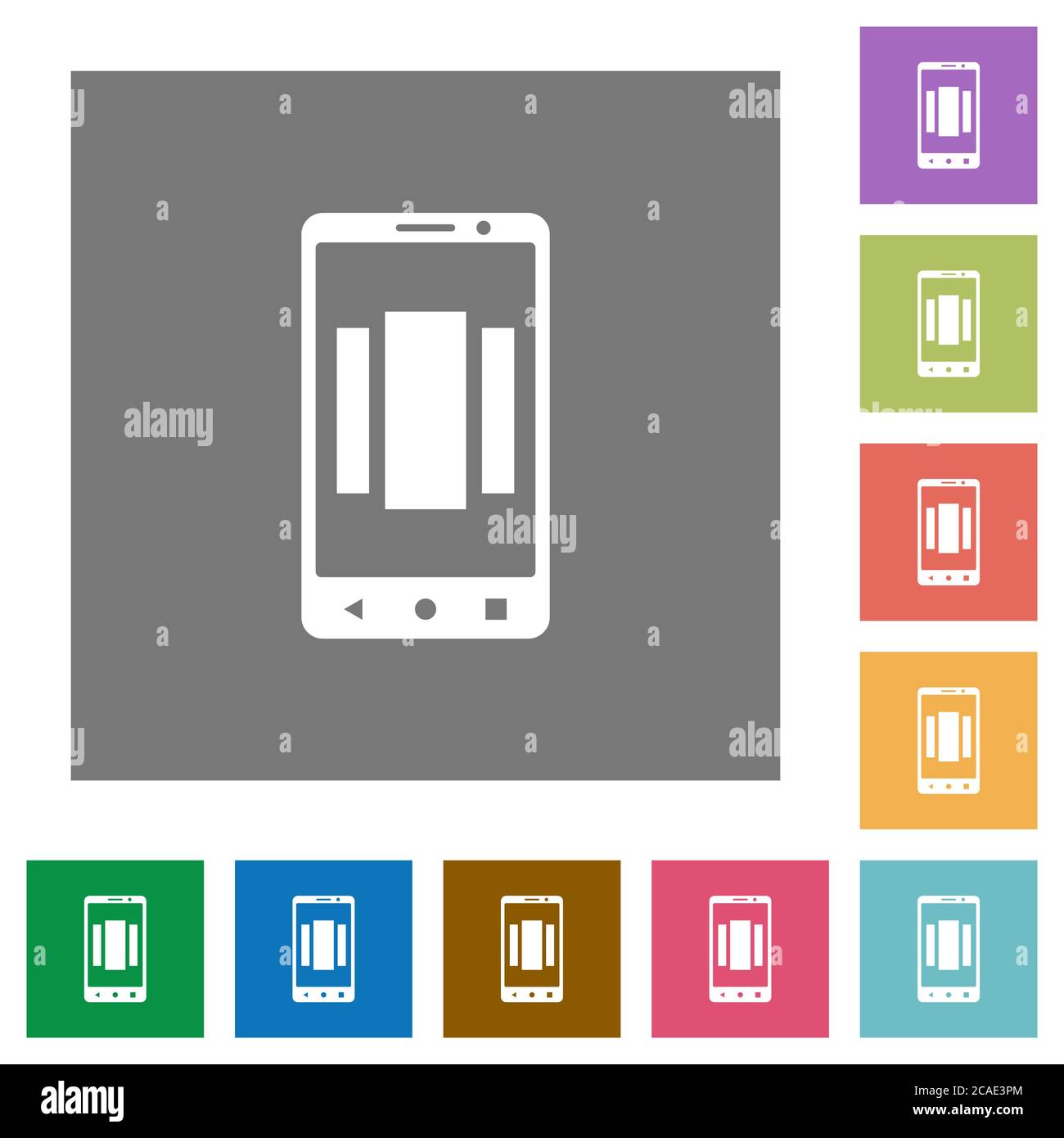 Setting up mobile homescreen flat icons on simple color square ...