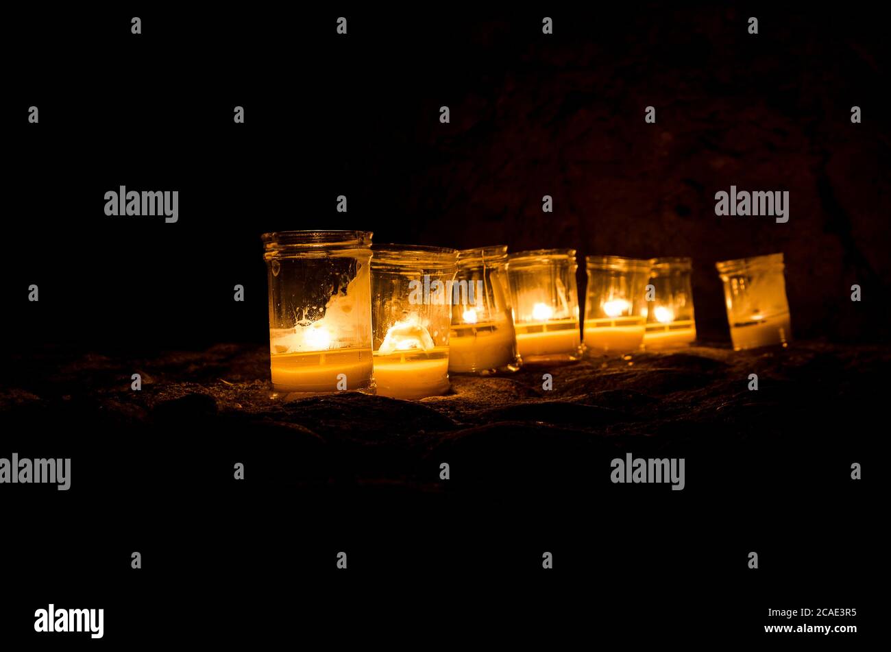 Candles on the street in the night of the candles, Pedraza, Segovia
