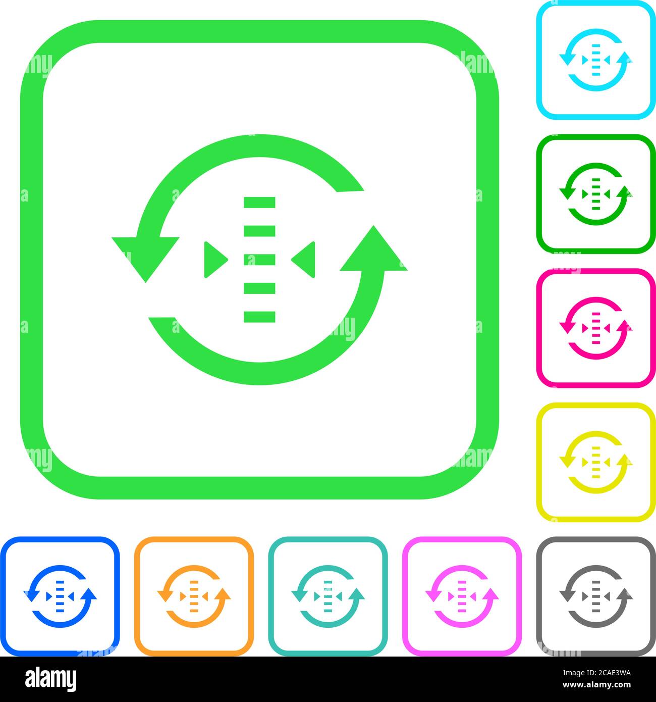 Adjust refresh rate vivid colored flat icons in curved borders on white ...