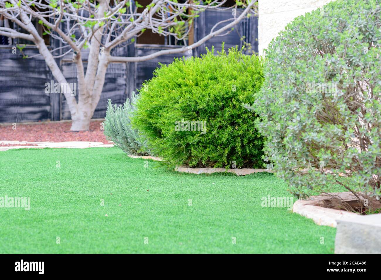 Garden landscape.Landscaped Formal,front yard with garden design. Stock Photo