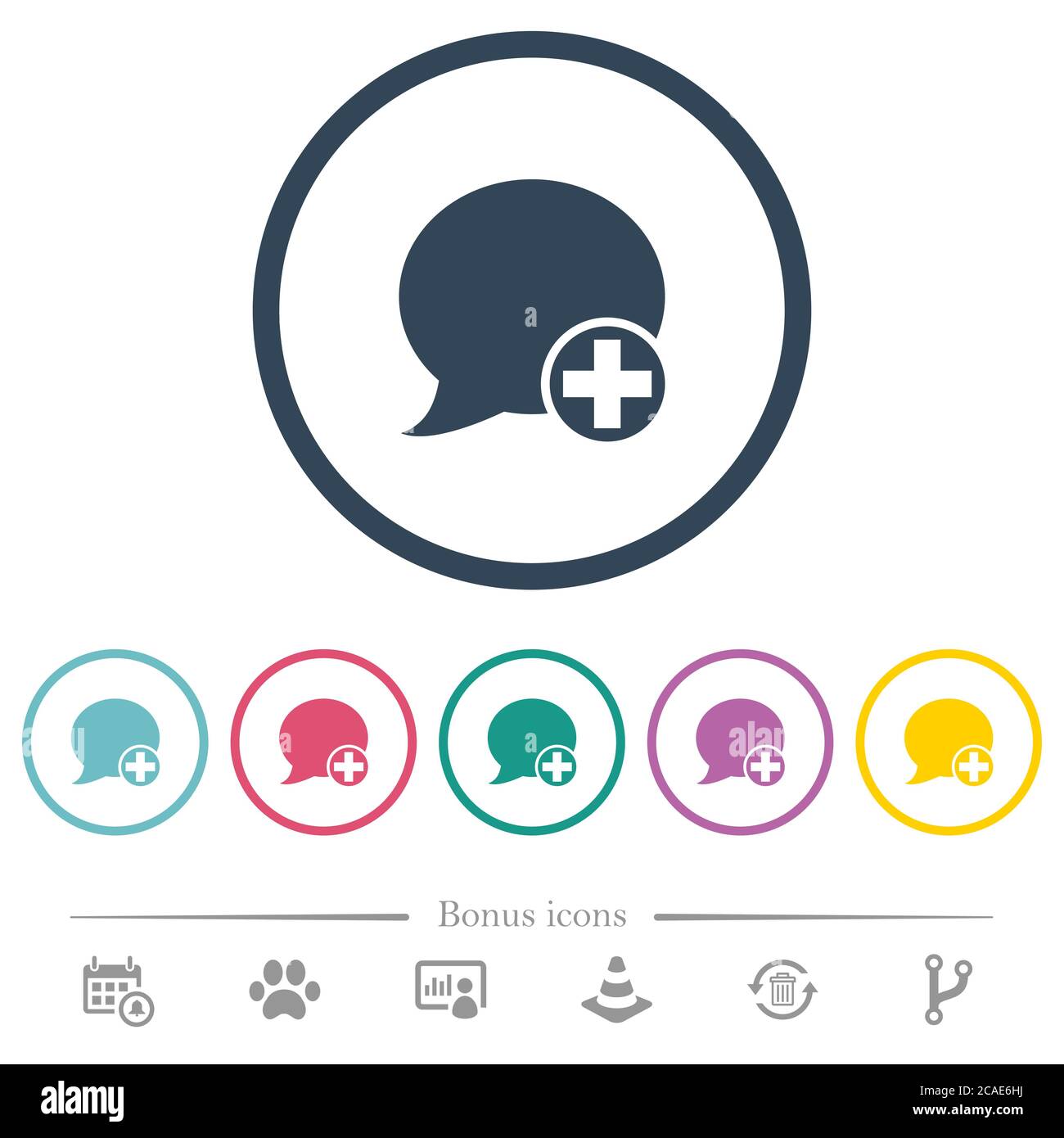 Post blog comment flat color icons in round outlines. 6 bonus icons ...