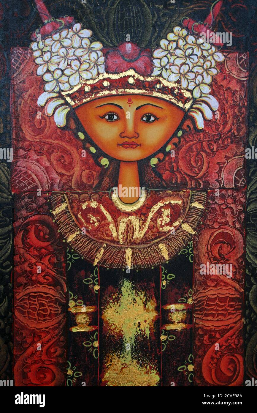 Painting of a Balinese Legong Dancer Stock Photo