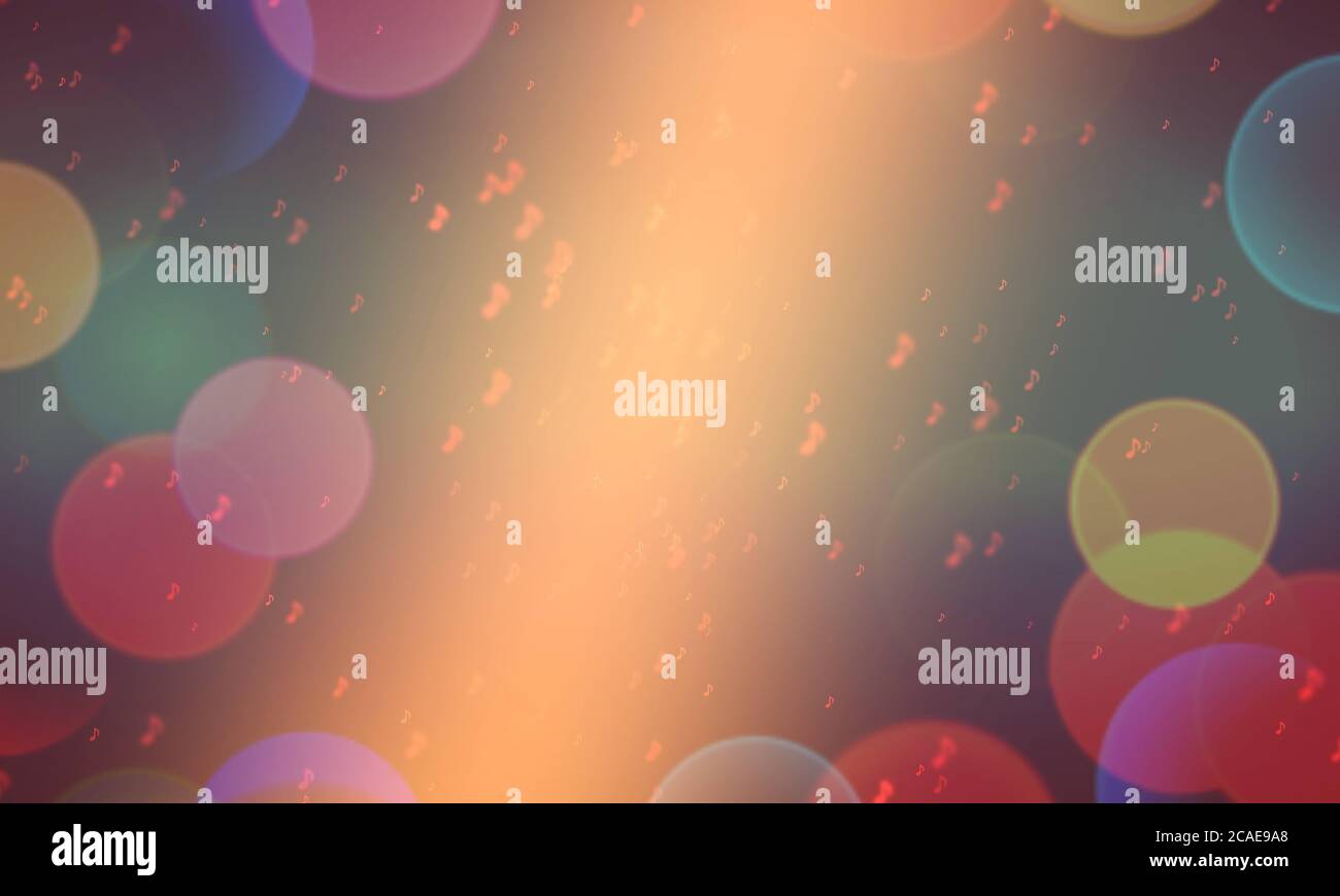 Abstract multicolor background with bokeh lights and music notes Stock  Photo - Alamy
