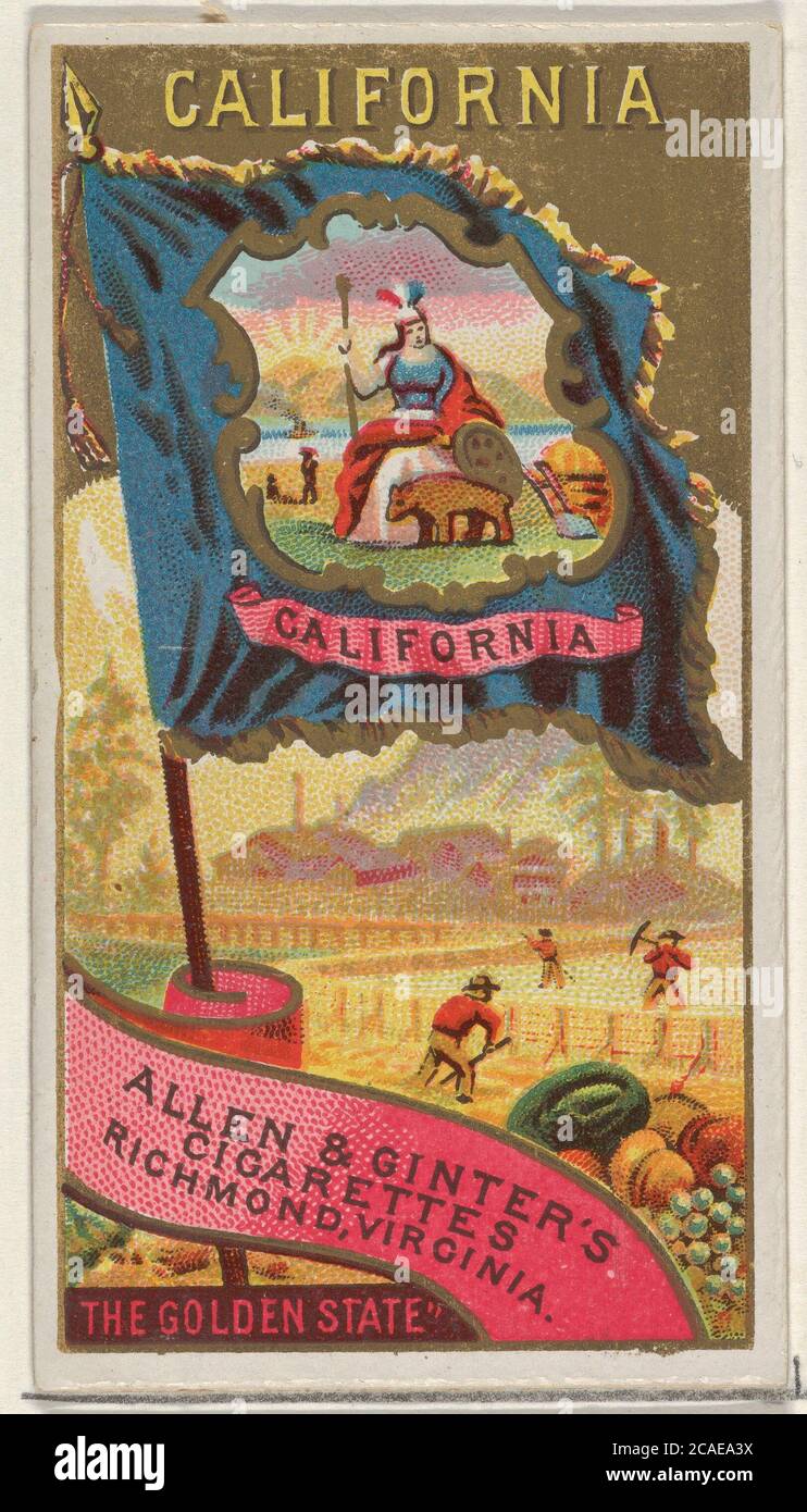California, from Flags of the States and Territories (N11) for Allen & Ginter Cigarettes Brands Stock Photo