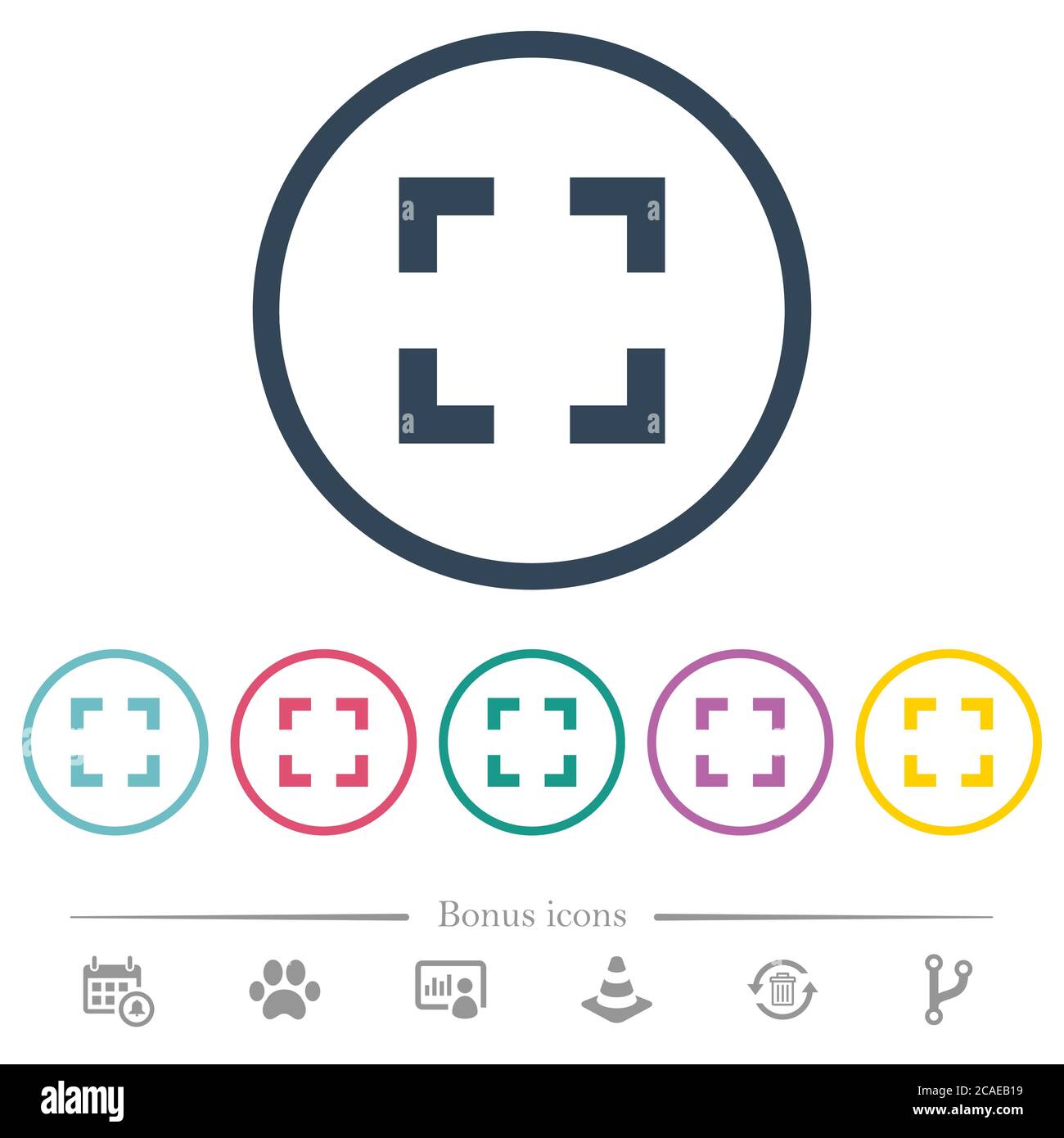Selector tool flat color icons in round outlines. 6 bonus icons ...