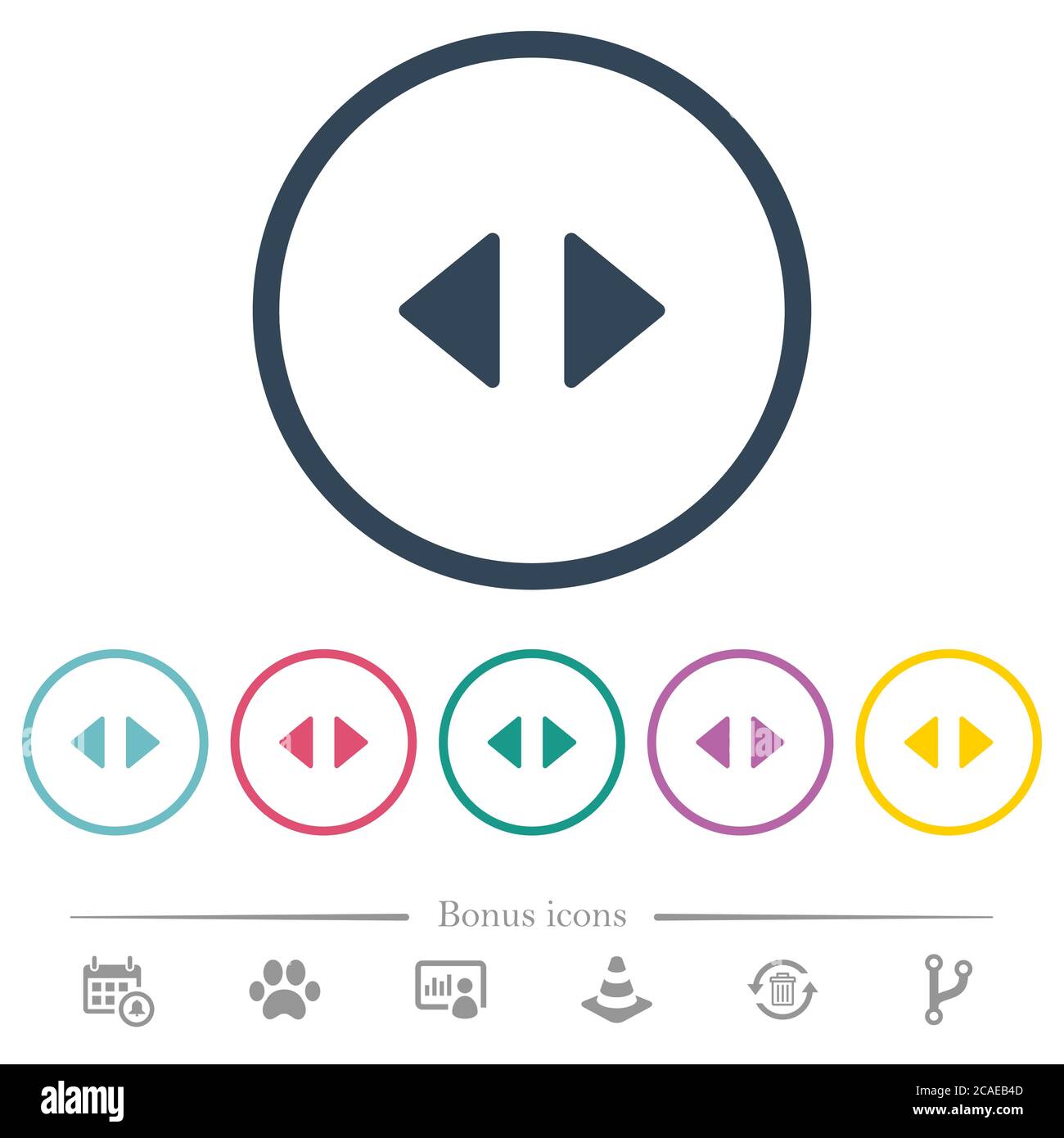 Horizontal control arrows flat color icons in round outlines. 6 bonus ...