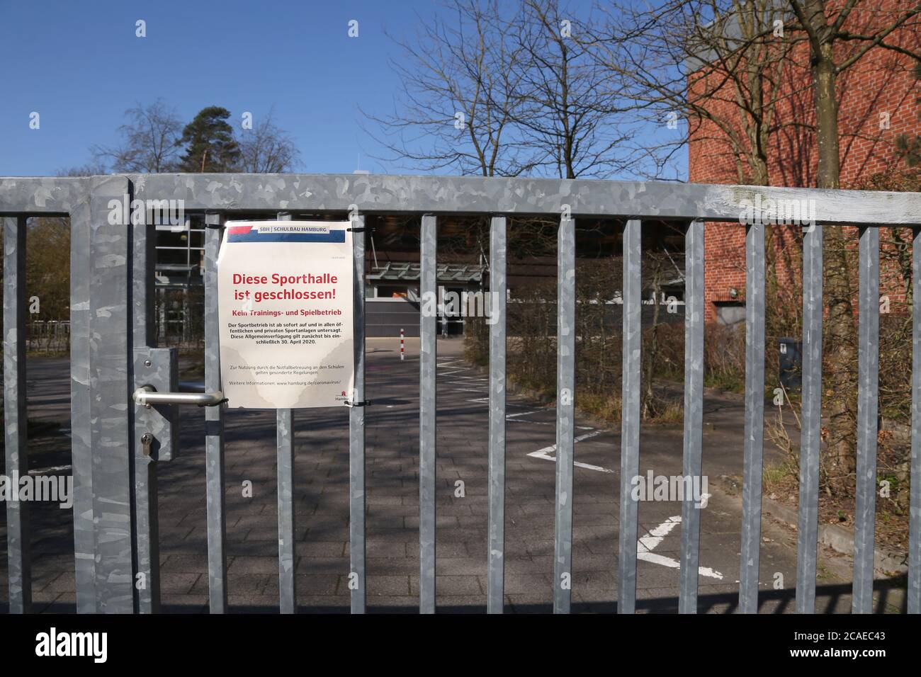 closed sportspark, schools and playgrounds due to the Corona crisis. Stock Photo
