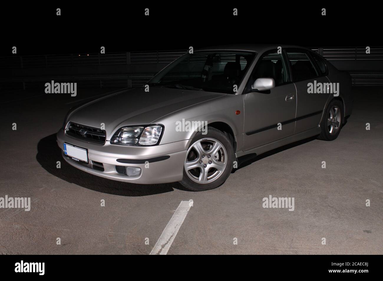 Subaru Legacy 2.5 4x4 1999 sedan on night Stock Photo