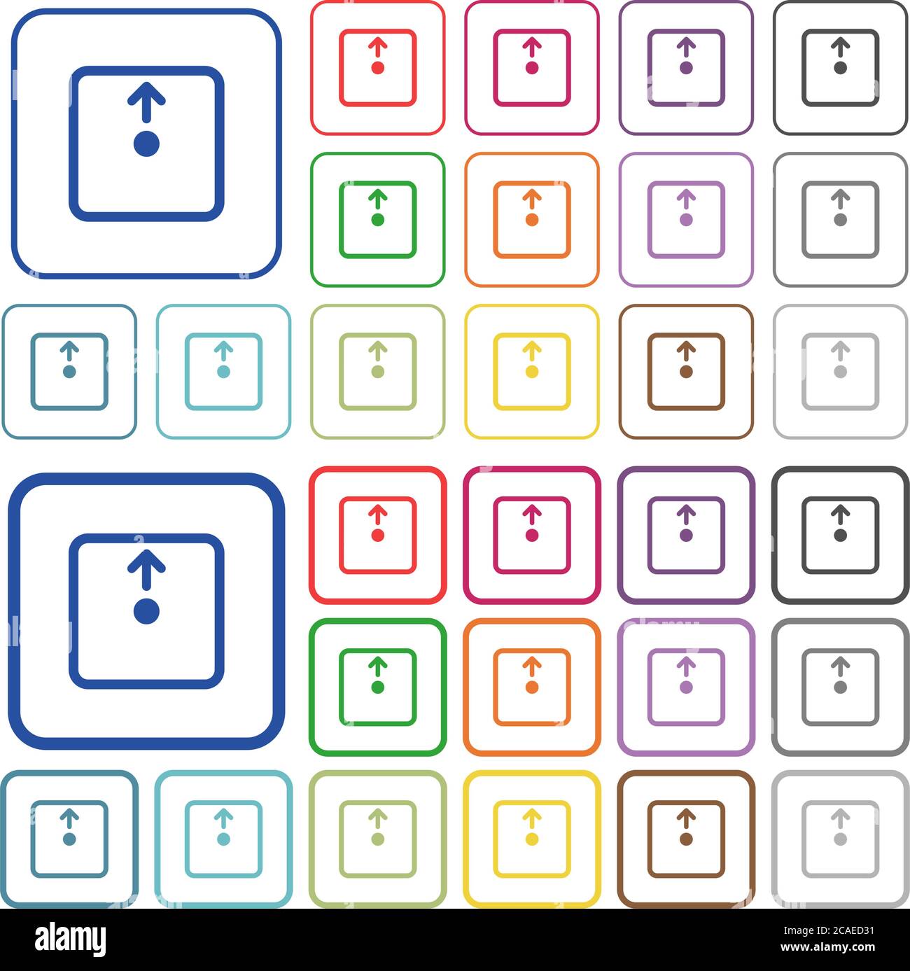 Move object up color flat icons in rounded square frames. Thin and ...