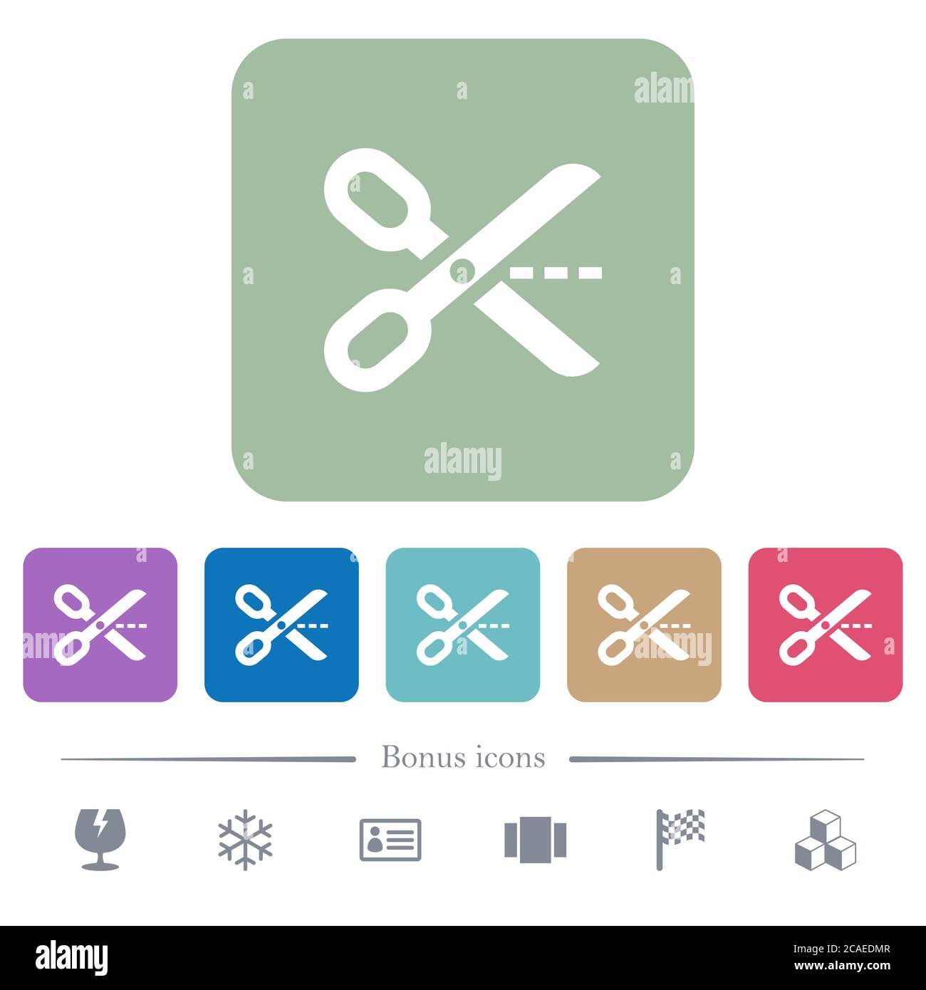 Cut out white flat icons on color rounded square backgrounds. 6 bonus ...