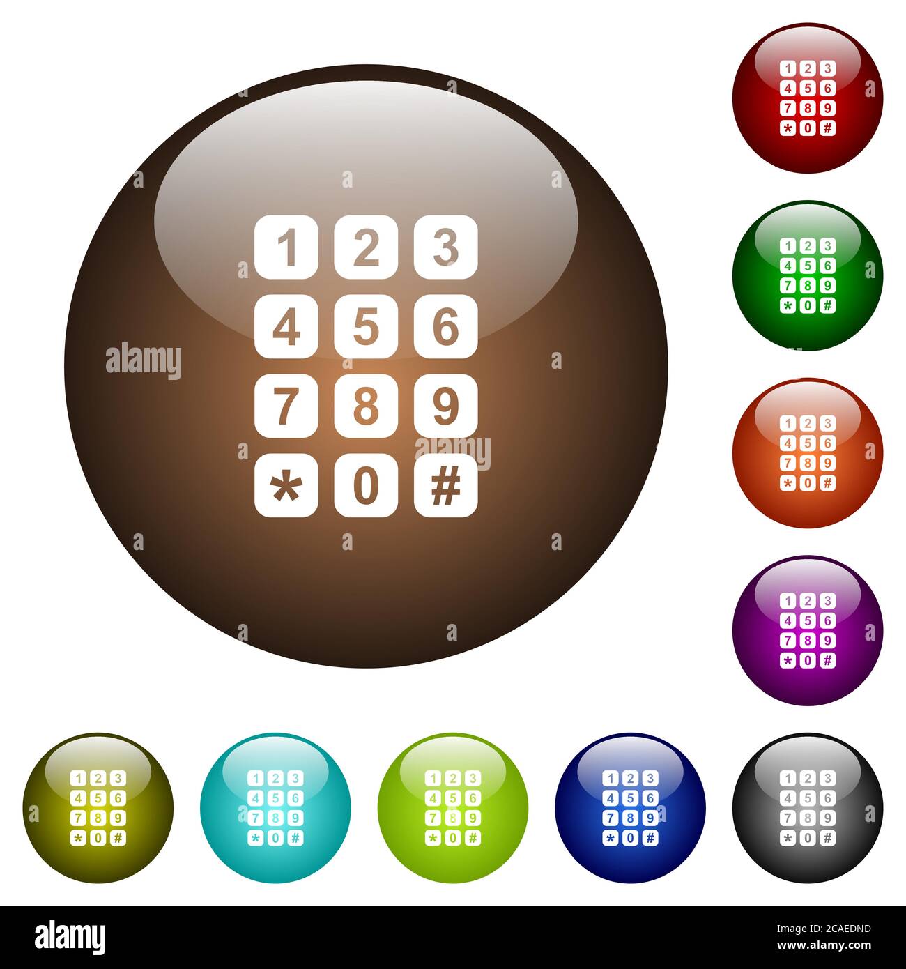 Numeric keypad white icons on round color glass buttons Stock Vector ...
