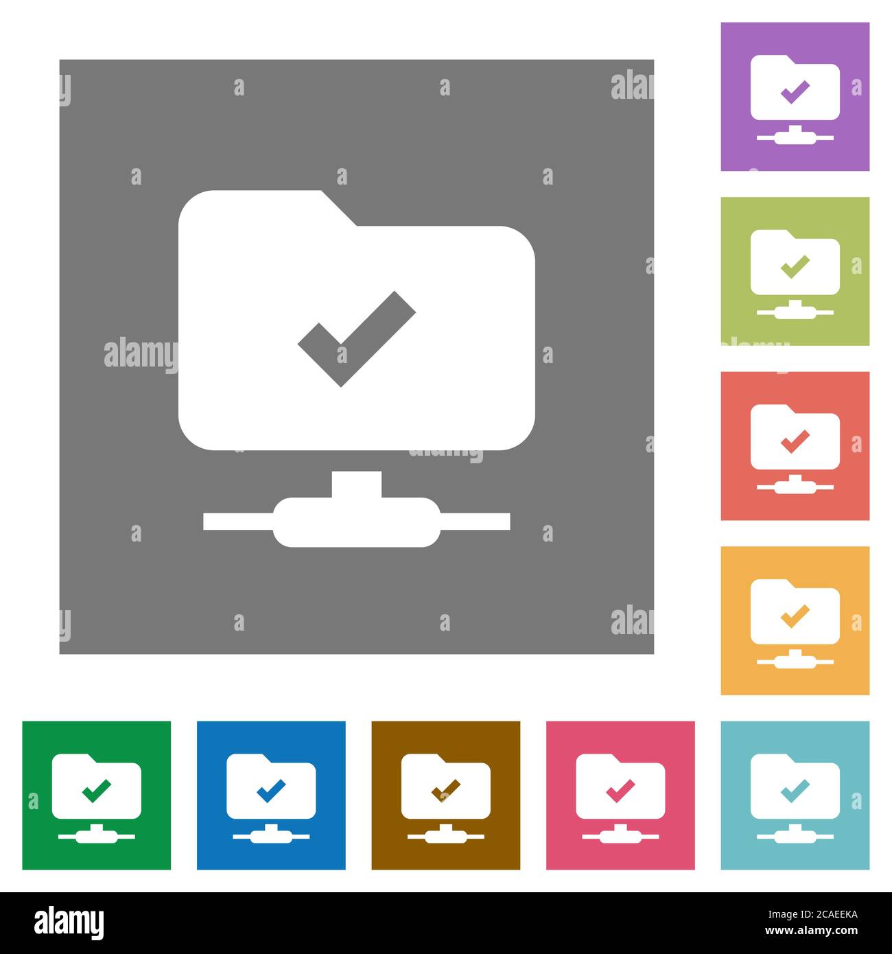 FTP operation successful flat icons on simple color square backgrounds ...