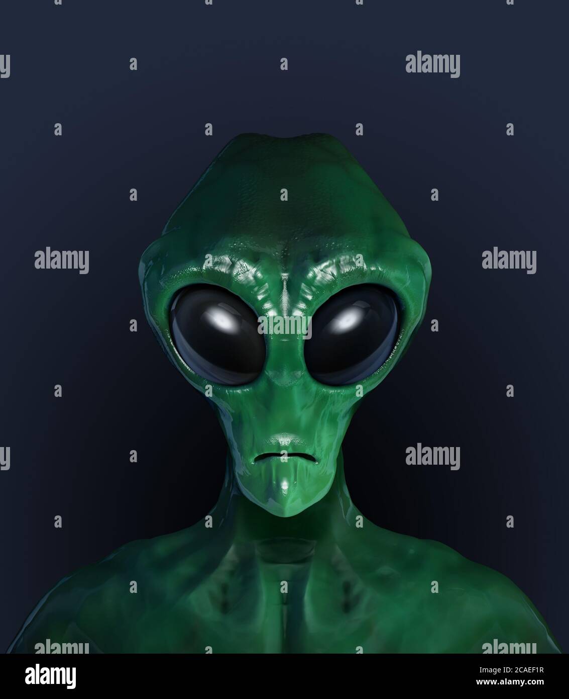 Portrait of an alien in dark background. 3D illustration Stock Photo ...