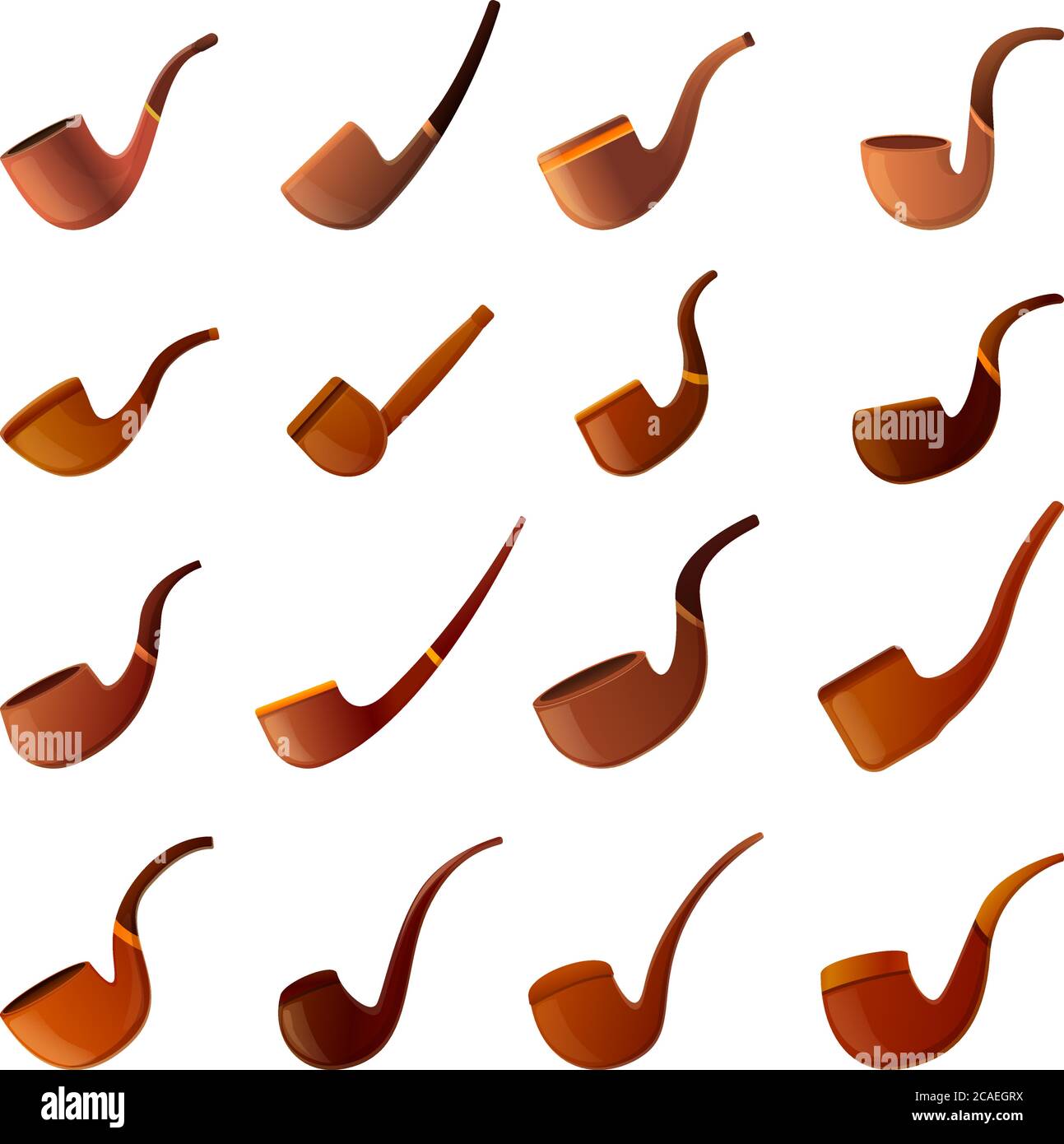 Smoking pipe icons set. Cartoon set of smoking pipe vector icons for web design Stock Vector