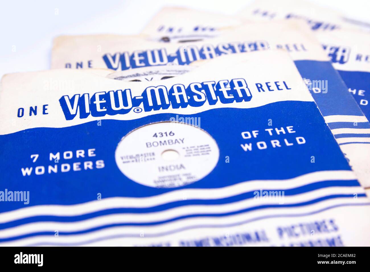 View Master, retro 3D photo viewer and it's reel on white background. Stock Photo