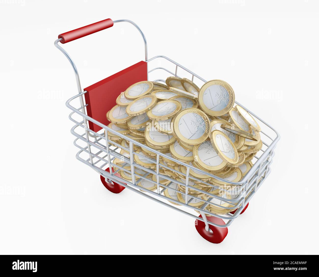 Shopping cart full of euros expensive shipping concept 3d rendering