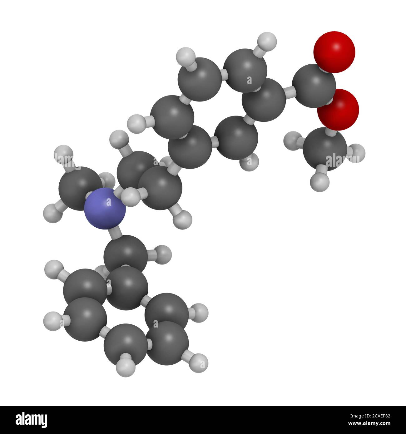 PRL-8-53 nootropic research chemical molecule. 3D rendering. Atoms are represented as spheres with conventional color coding: hydrogen (white), carbon Stock Photo