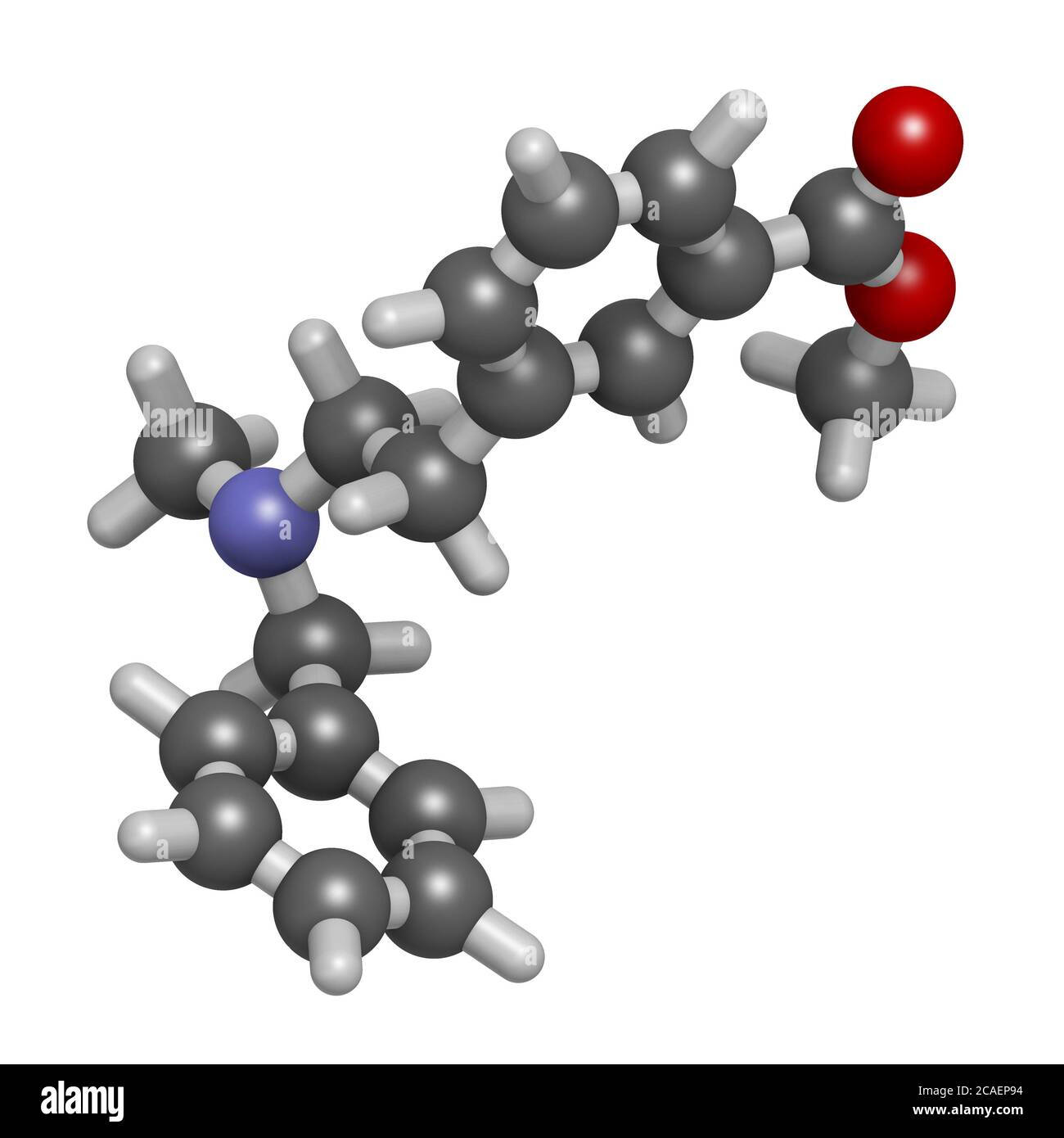 PRL-8-53 nootropic research chemical molecule. 3D rendering. Atoms are represented as spheres with conventional color coding: hydrogen (white), carbon Stock Photo