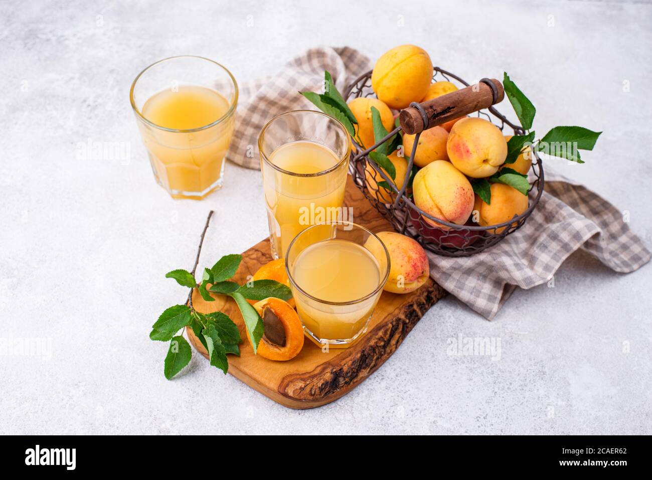 Apricot juice in glass. Healthy drink Stock Photo Alamy