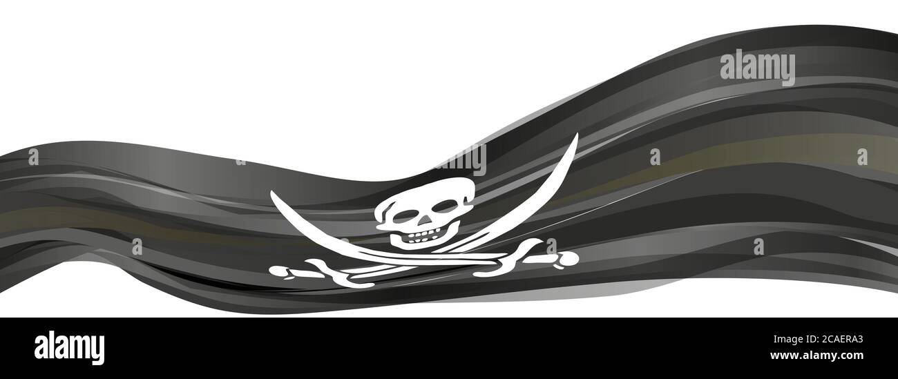 Jolly Roger, black pirate flag with skull and swords Stock Photo - Alamy