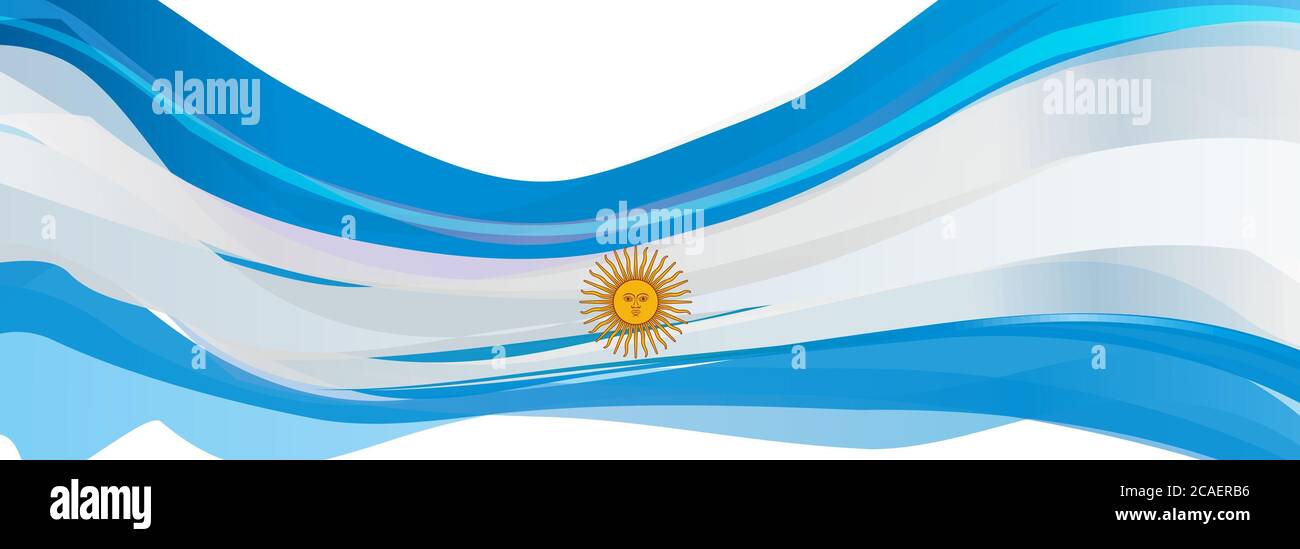 Flag of Argentina, light blue with a white sun Flag of the Argentine Republic Stock Photo