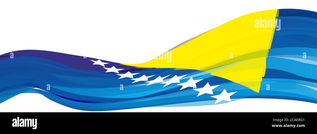 Flag Of Bosnia And Herzegovina Blue Yellow With A White Five pointed 