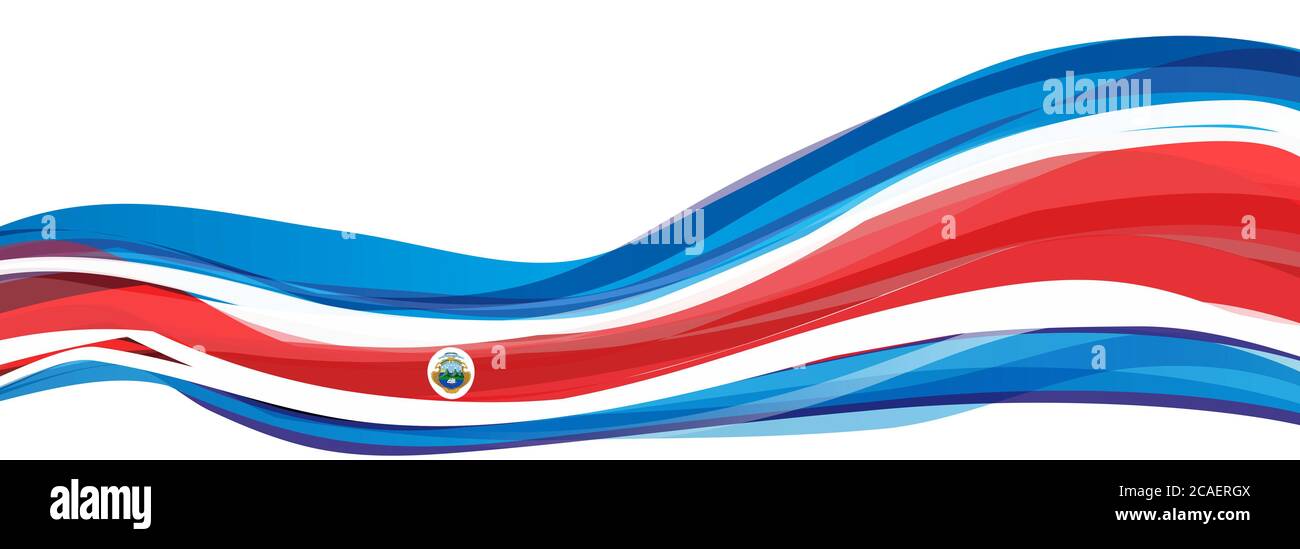 Flag of Costa Rica, blue white red Flag of the Republic of Costa Rica Stock Photo